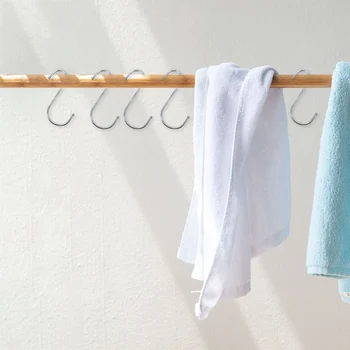 

10pcs/set Useful Stainless Steel S-hooks Kitchen Bedroom Hooks Load-bearing Hangers Bathroom Household Items