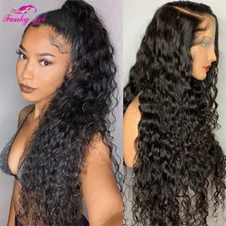 Malaysian Water Wave Wigs 13x6 Lace Front Human Hair Wigs For Black Women 180% T Part Lace Wig Wet And Wavy Curly Human Hair Wig