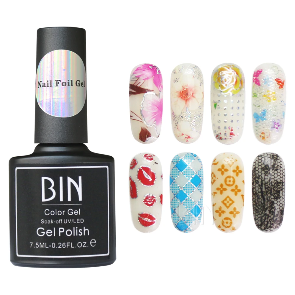 

7.5ml/bottle Nail Foil Gel For Transfer Foil Sticker Nail Foil Adhesive Polish Gel Starry Paper Print Foil Wraps Manicure Tools