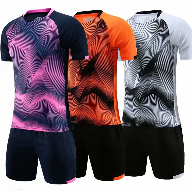 Design Football Kit Adult Kids Soccer Jersey Football Training Sets Blank Version Name Number Jersey Shorts