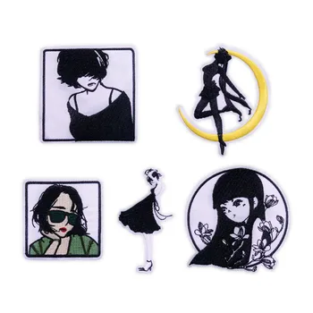 

Iron on Patches for Clothing Stripes Fashion Girls Badges Stickers on Clothes Embroidered Patches for The Clothing DIY Appliques