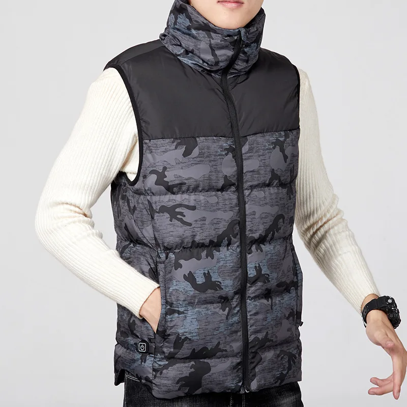 Камуфляжный жилет с подогревом для мужчин и женщин, уличный USB Инфракрасный зимний гибкий электрический жилет, тепловая одежда, жилет для рыбалки и пешего туризма - Цвет: Gray