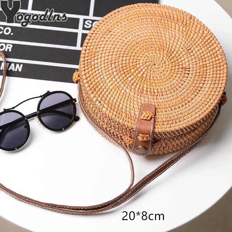 Style 6 Модные женские летние сумки из ротанга, круглая квадратная соломенная сумка ручной работы, Тканые Пляжные Сумки через плечо, круглые богемные сумочки - Цвет: Style 6