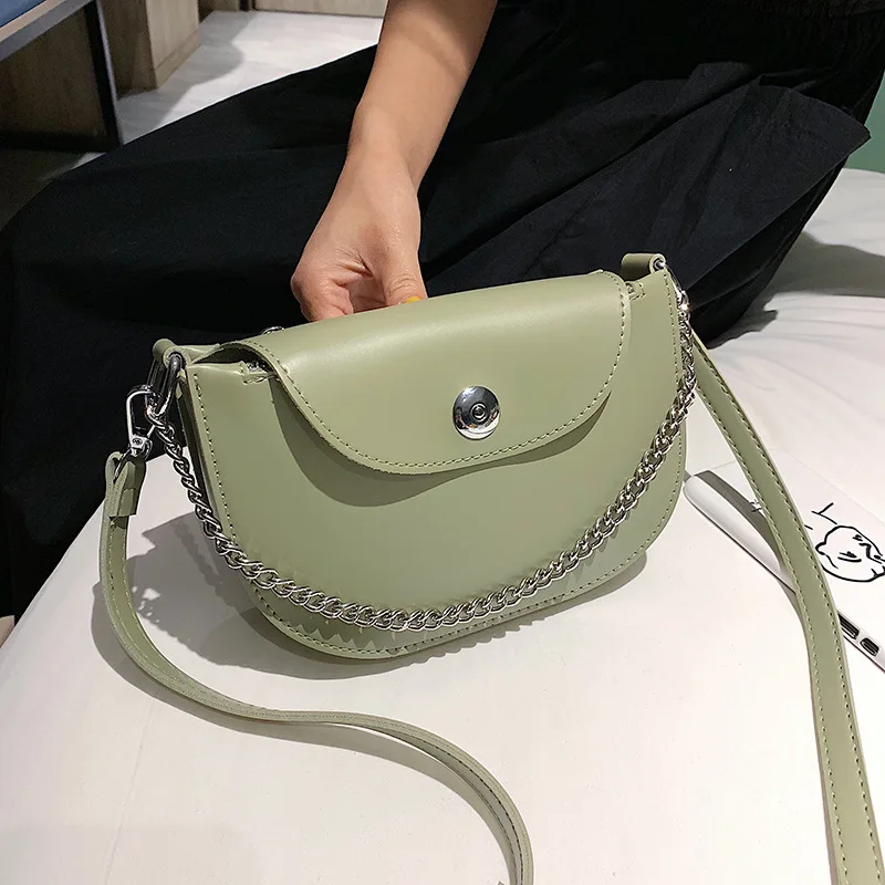 

Summer Women 2019 New Korean version of the semicircular saddle bag chain one shoulder with a hundred foreign air oblique carry