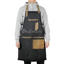 Джинсовый фартук для кухонного салона, с регулируемым хлопковым ремешком, большие карманы, 23x32 дюйма, бариста, парикмахер для мужчин и женщин