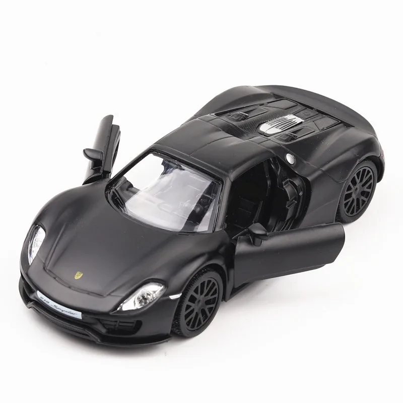 5 дюймов отличная игрушка-Имитация транспортных средств Diecaste металлическая машина для Porsche 918 Spyder Модель игрушечных транспортных средств матовый черный для детей подарок