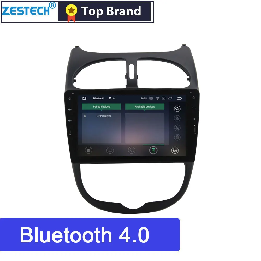 Zetech 9 дюймов Android автомобильный Радио dvd-плеер для peugeot 206 Play And Plug Автомобильный gps навигатор мультимедийный Руль управления
