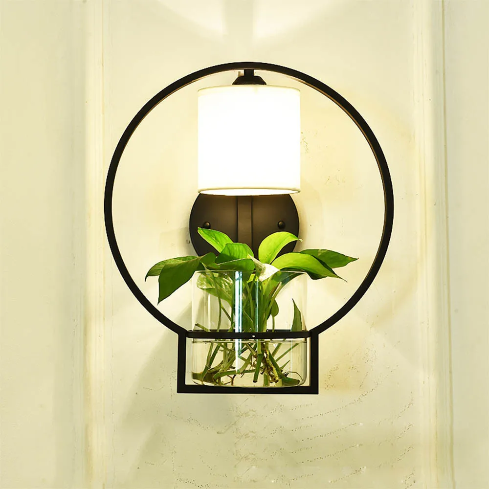 

Nordic Hydroponics Succulent Plants Flower Pot with Wall Lamp for Living Room Beside Light Corridor Sconce Wall Light Wall Art