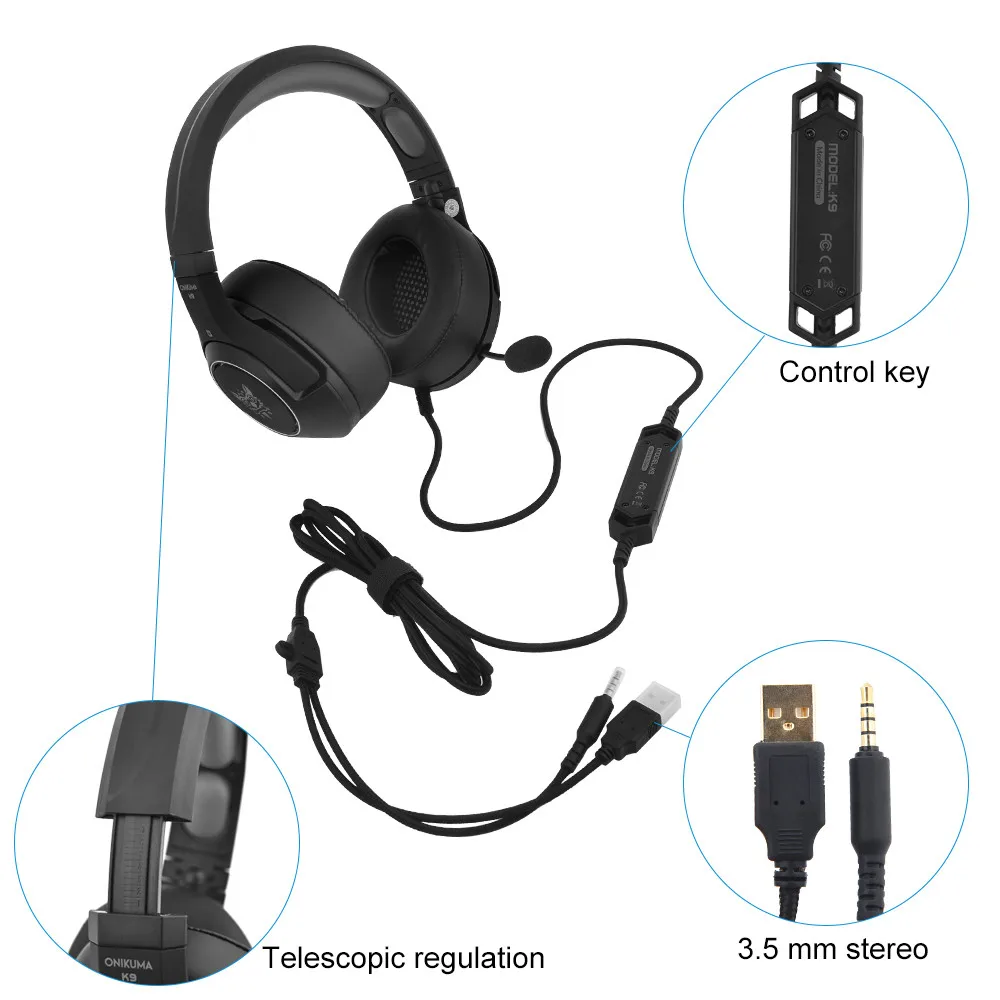Игровая гарнитура Onikum Headset-k9 с микрофоном 8,13