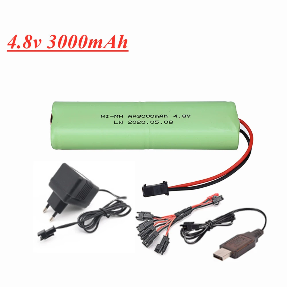 Batería para juguetes a control remoto, pila de 4,8 v, 3000mah, NiMH, 4 pilas AA, para coches, Robots, pistolas, 4,8 recargables| - AliExpress