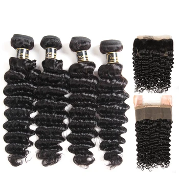 

Joedir Hair 360 Lace Frontal With Bundles Brazilian Deep Wave Bundles With Frontal Brazillian Hair Bundles With Closure