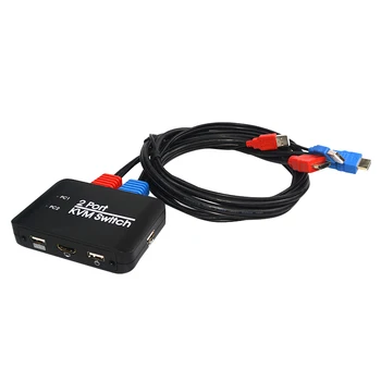 

2 Port USB HDMI KVM Switch with Cables AY86 Switcher for Monitor Keyboard Mouse Notebook TV Projector USB Device