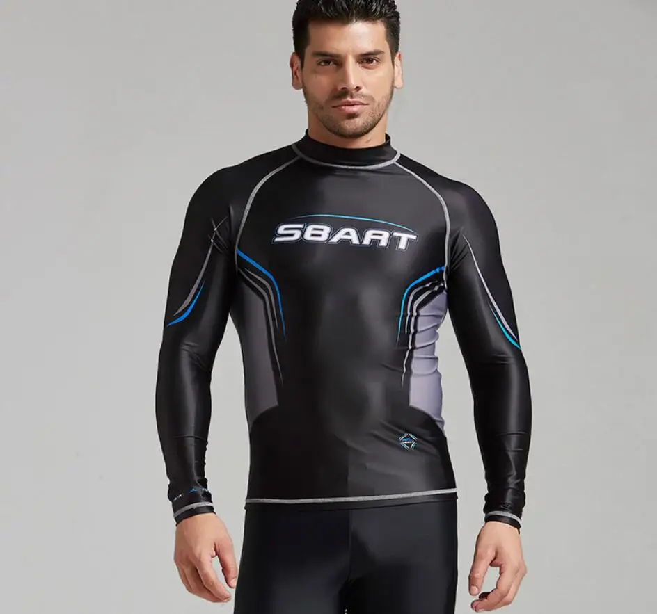 Wholesale Sbart Mens Long Sleeve Sun Protection Rashguard Swim Shirt with UV/UPF 50+ Protection Big Size Hot Sell