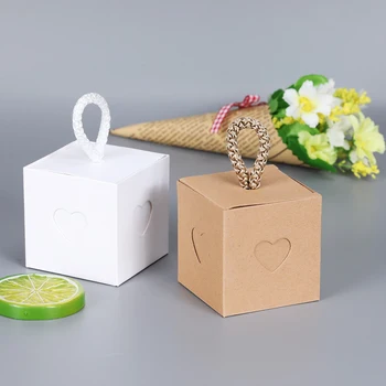 

10pcs promotion Heart-to-heart kraft jewelry candy Box craft paper Wedding Favor Gift pie Party bags eco friendly