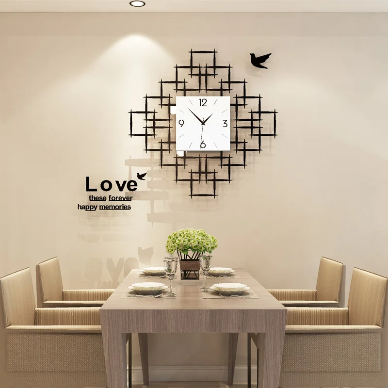 Акриловые настенные часы 3D тихие кварцевые черные для гостиной идеи подарка