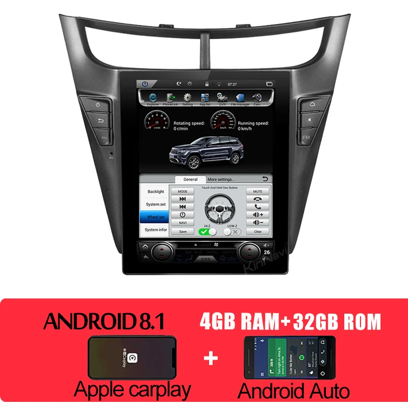 android car radio KiriNavi вертикальный экран Tesla style 10," 1 Din Android 8,1 автомобильный Радио Gps навигационный плеер Автомобильный dvd-плеер для Chevrolet Sail - Цвет: android car radio