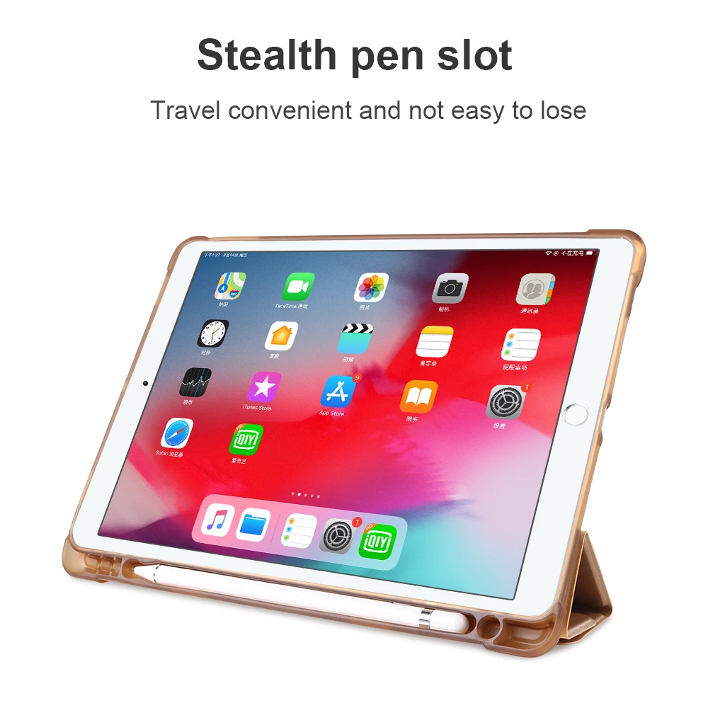 Подходит для ipad 10,2 чехол подходит для ipad pro 10,5 дюймов для ipad 10,2 с ручкой слот анти-падение плоский кожаный чехол