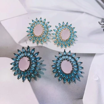 

HIBRIDE Fashion Stud Earrings for Women Round Shape Multicolor Earrings Bridal Weeding Accessories boucles d oreille femme E-567