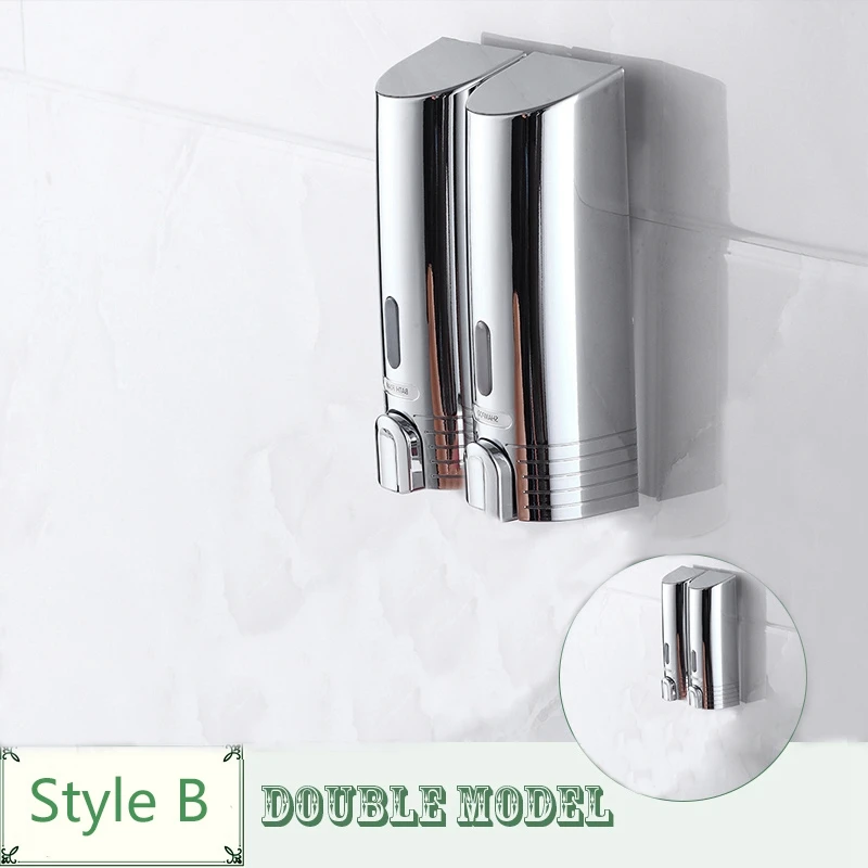 

Double Soap Dispenser Wall Mounted Liquid Soap Shampoo Dispenser Shower Helper for Bathroom Hospital Hotel Supply