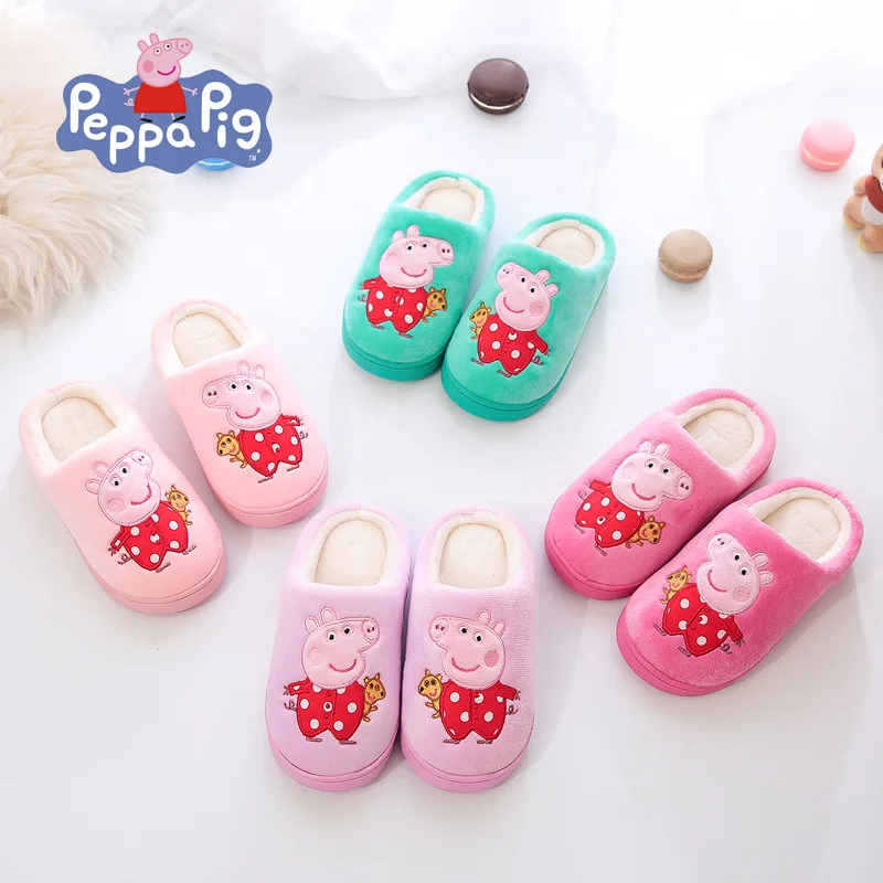 Г. Модные тапочки Peppa Pig Limited, зима-осень, четыре сезона, домашние Нескользящие хлопковые тапочки с рисунками из мультфильмов на мягкой подошве, детская игрушка, подарок