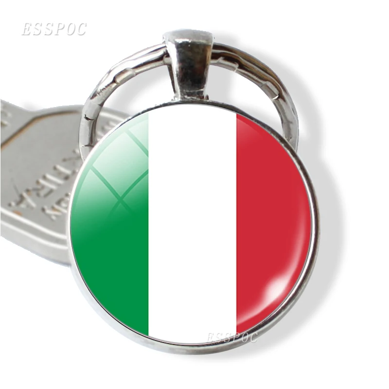 Italy Национальный флаг США, Великобритании, Германии, России Испания брелок со стеклянным кабошоном ювелирный брелок кольцо Для женщин Для мужчин кулон Patriot сувенир подарки - Цвет: Italy