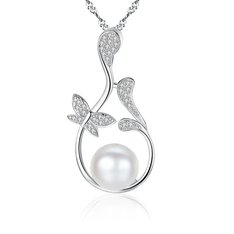 Натуральный пресноводный жемчуг кулон S925 чистого серебра волнистая цепь