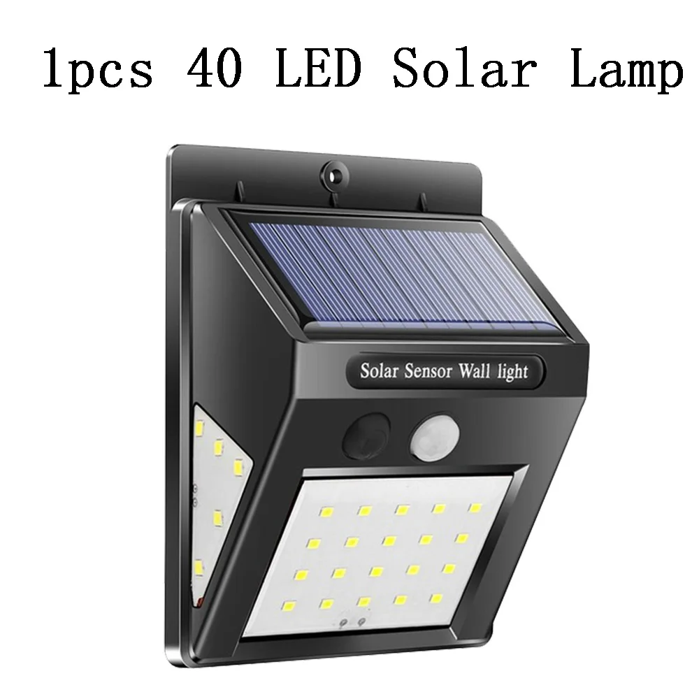 1pc 40 LED 30/40 светодиодный солнечный Мощность лампа движения PIR Сенсор Солнечный садовый светильник на открытом воздухе Водонепроницаемый энергосберегающий светильник Настенный безопасности лампа 1/2/4 штуки в комплекте - Испускаемый цвет: 1pc 40 LED