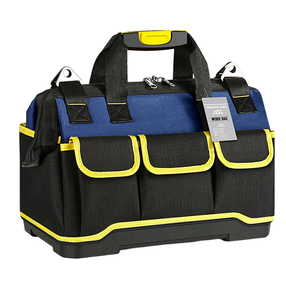 

Durable Canvas Fabric Flat Bottom Organizer Multipurpose Tool Bag Zipper Thicken Storage With Handle Car Repair Multi Pockets