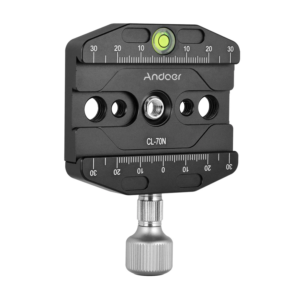 Andoer CL-70N 70 мм быстроразъемный qr-зажим 3/8 дюйма с адаптером 1/4 дюйма и пузырьковым уровнем