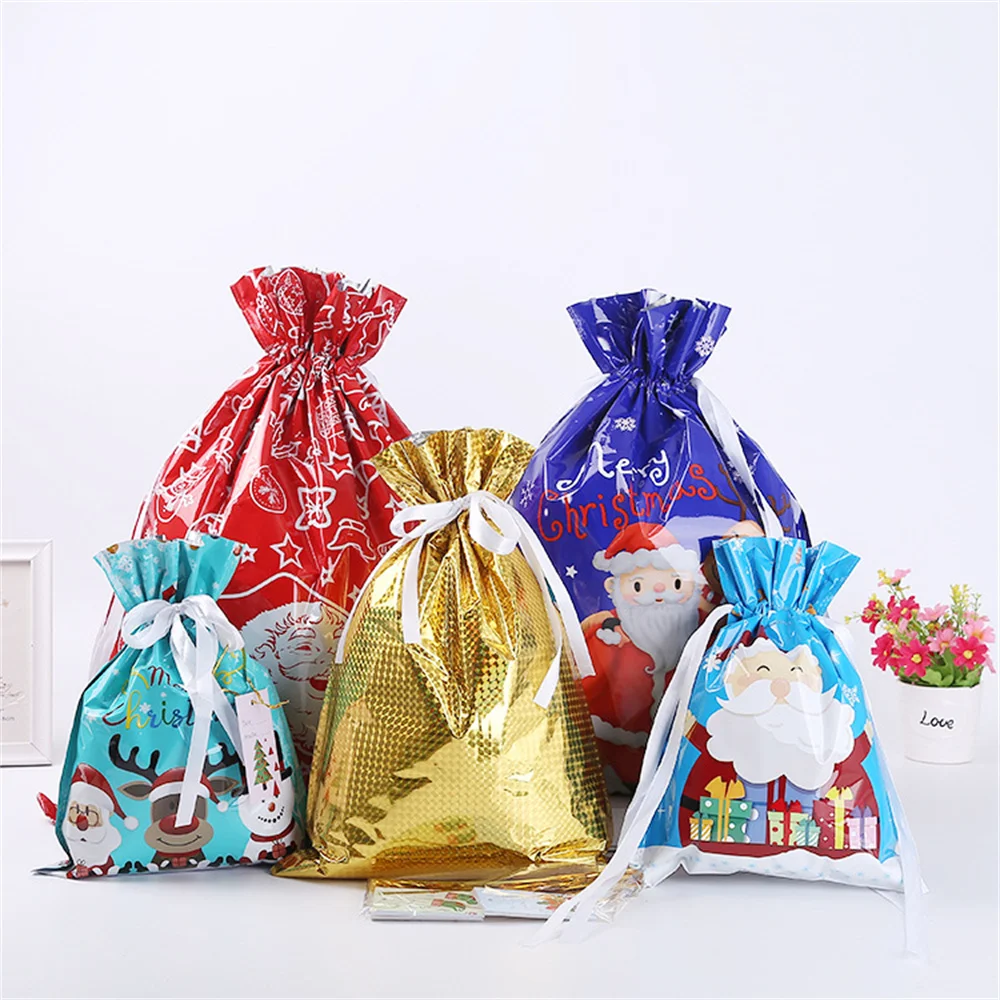 Gift Wrap Drawstring Bags Storage Pouch Candy Package Christmas Cookie Bag 