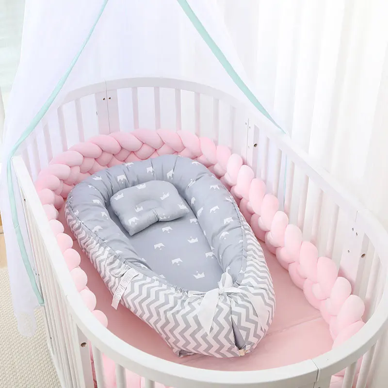 Cama de viaje portátil para bebé recién nacido de algodón, 85x55cm, cuna lavable aplicable a 0 a 18 meses