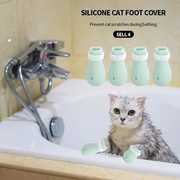 

Cat Foot Cover Protector Bathing Pet Cat Washing Claw Anti-scratch Shoes Cat Foot Cover Pet Paw Protector 4pcs