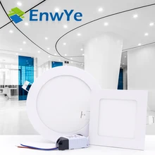 EnwYe светодиодный ультра тонкий светильник 3 Вт 4 Вт 6 Вт 9 Вт 12 Вт 15 Вт 18 Вт 24 Вт светодиодный потолочный встраиваемый светильник с сеткой тонкий круглый панельный светильник