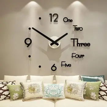 

3D Wall Watch Modern Design Acrylic Large Vintage Wall Clock Big Wall Clock Sticker for Home Kitchen Living Room Decor Clock
