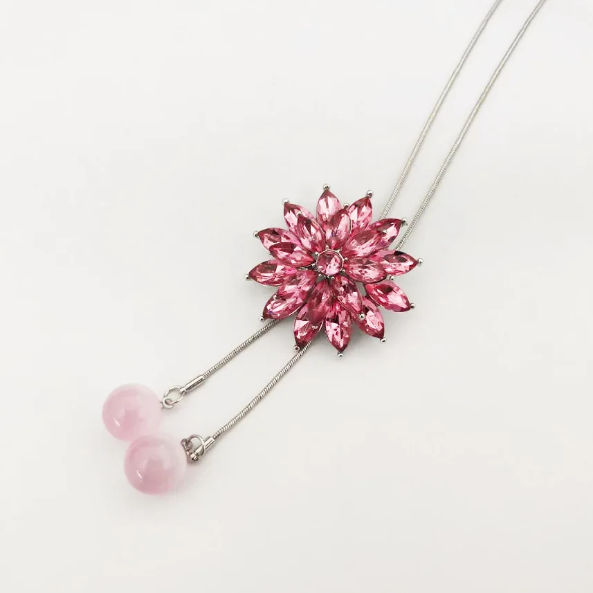 Europe And America New Style EBay Versatile Lotus Double Layer Crystal Flower Necklace Sweater Chain
