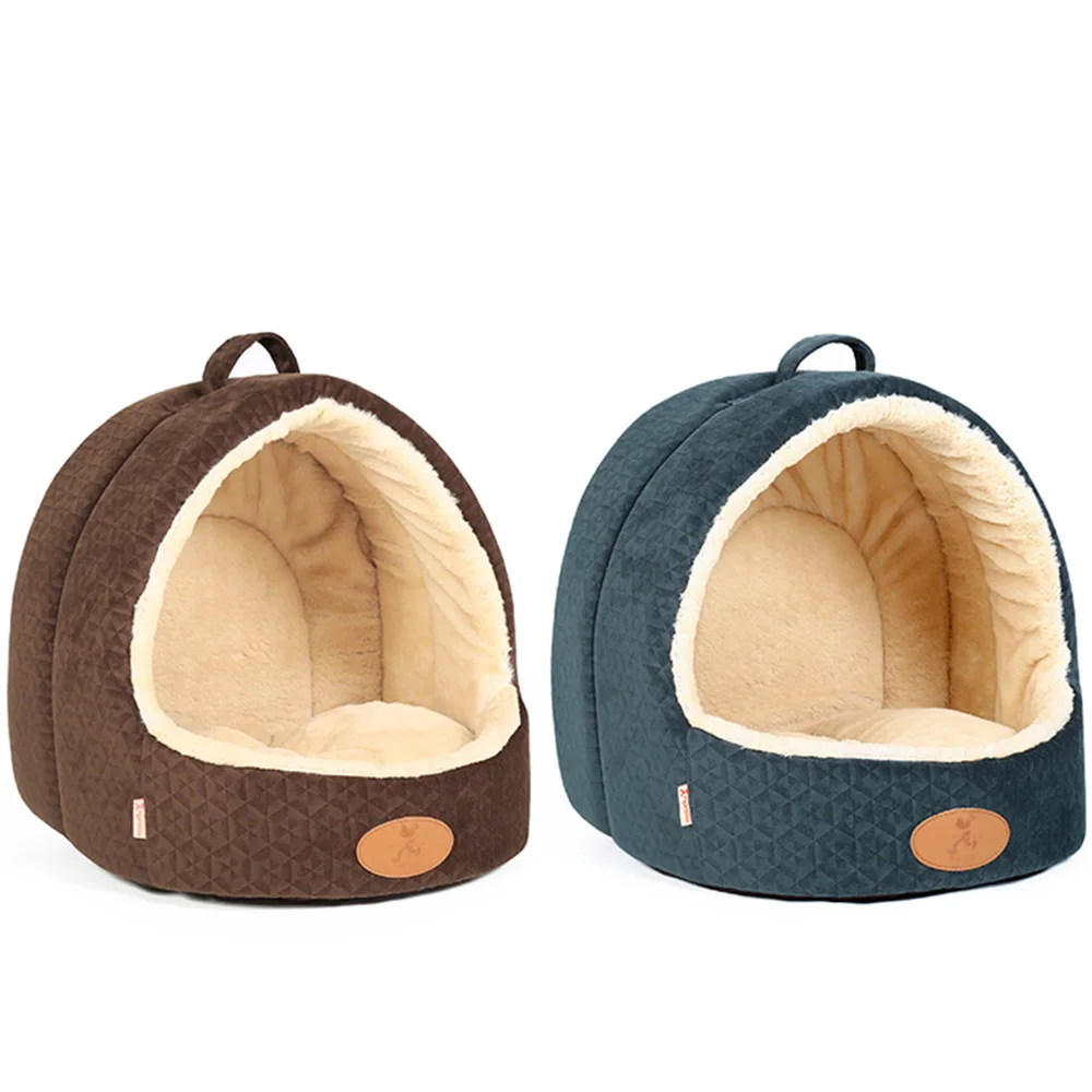 Hoopet Soft Pet Bed Dog Cat House Winter Warm Sleeping Bag Cave Plush Nest All Seasons Mat Pad Pet Products