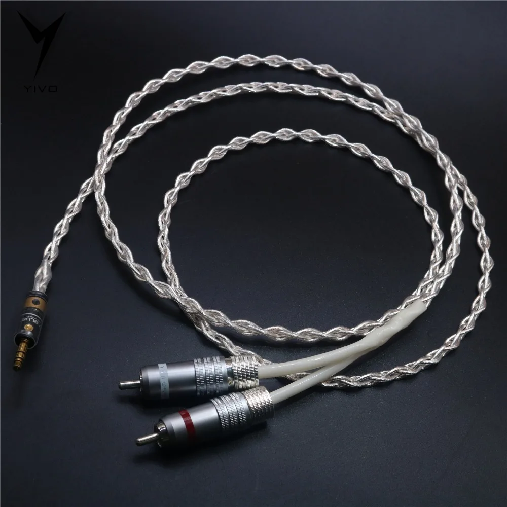 2 RCA to 3 5mm stereo plug Hi end HIFI OFC pure copper Headphone Earphone Extension Audio Wire Cord Aux Cable Cables