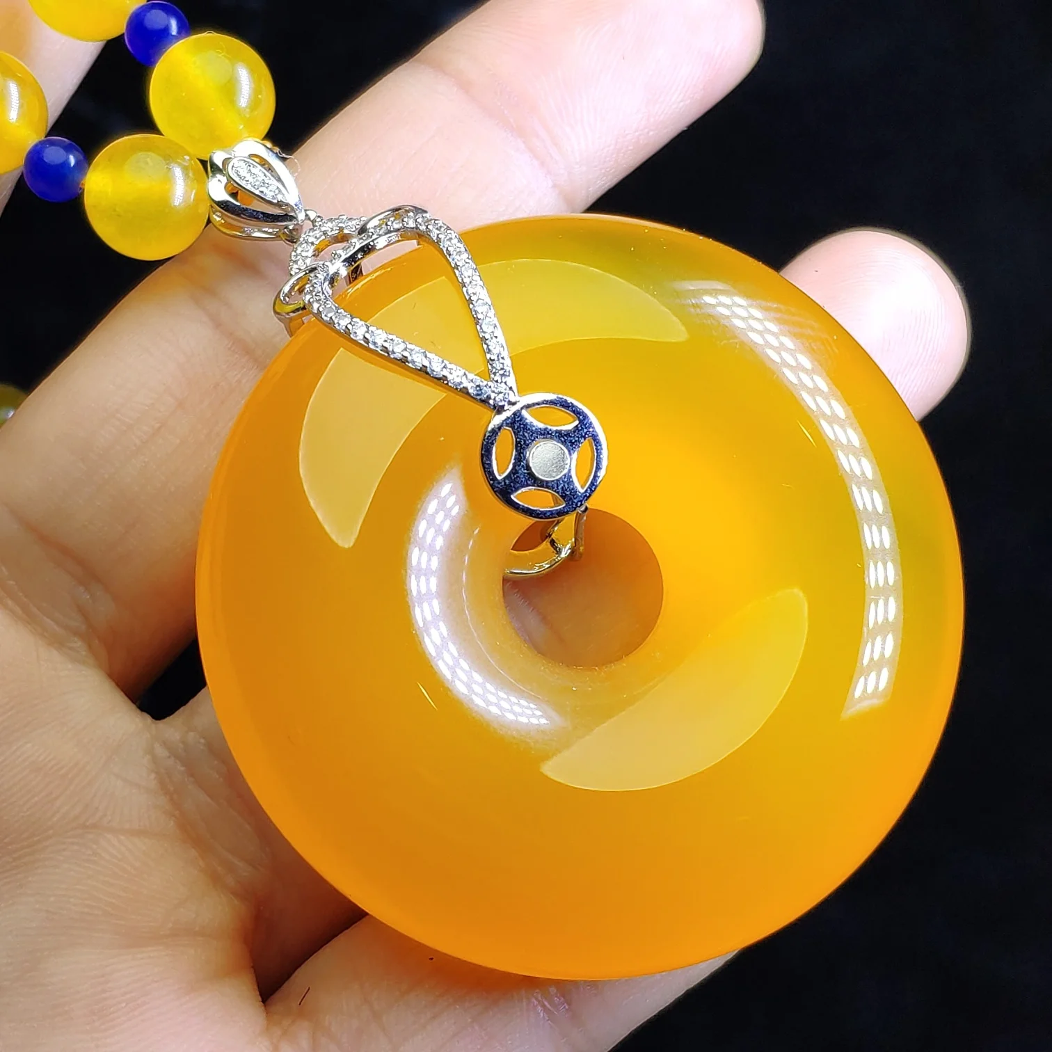LETSFUN, хорошее ювелирное изделие, S925 стерлингового серебра натуральный желтый нефрит Цепочки и ожерелья драгоценных камней ручной работы из бисера Длинные Цепочки и ожерелья s