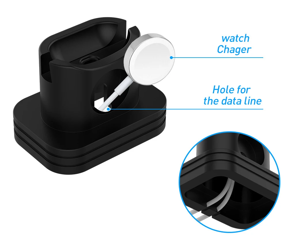 Держатель для телефона 2 в 1 AirPods Подставка зарядки Apple Watch мягкий силиконовый