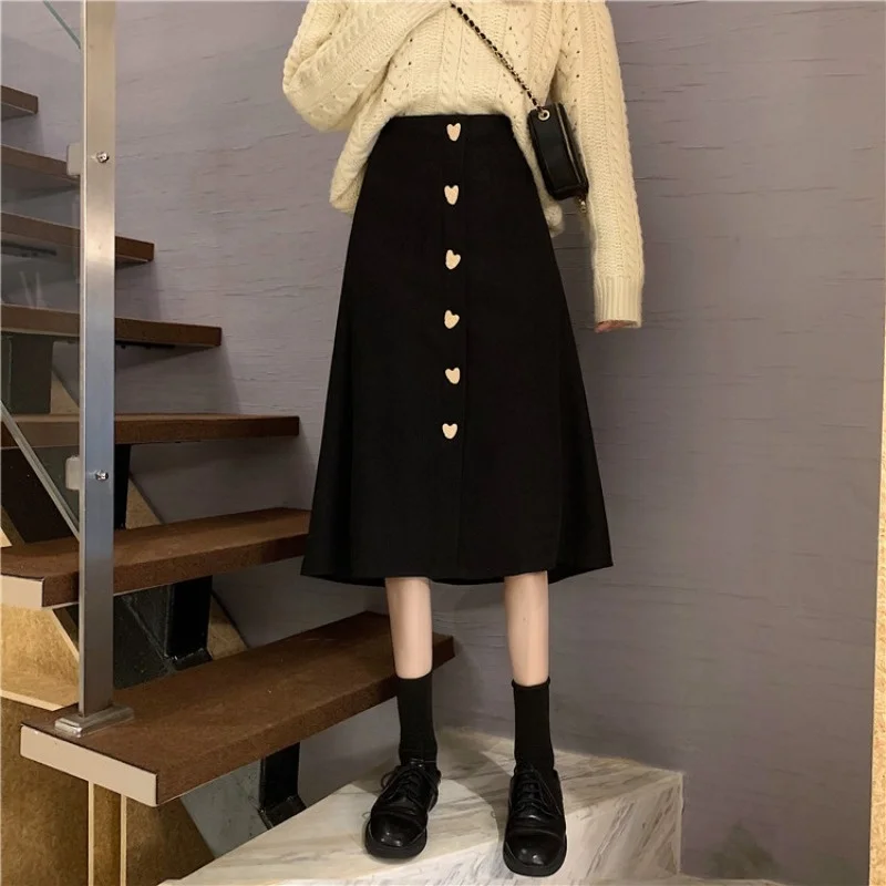 Осенняя Женская юбка средней длины элегантная юбка-трапеция с высокой талией 2021 |