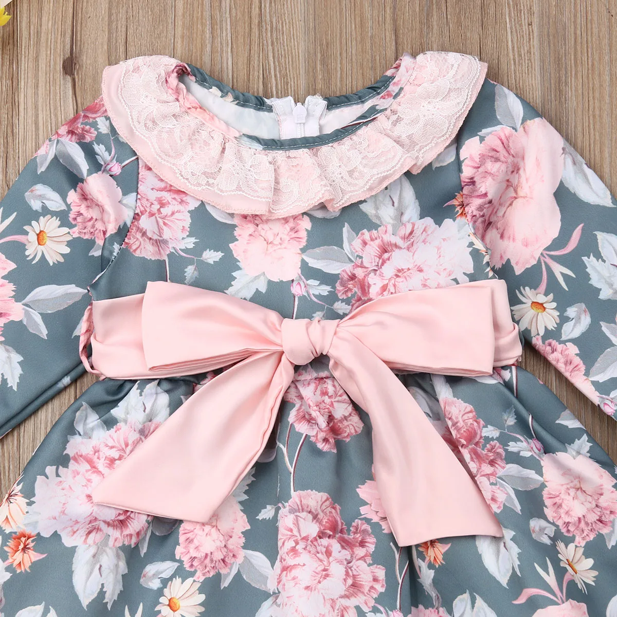 Pudcoco/Коллекция года, осеннее платье-пачка с цветочным рисунком для маленьких девочек праздничные платья принцессы Весенний костюм с длинными рукавами
