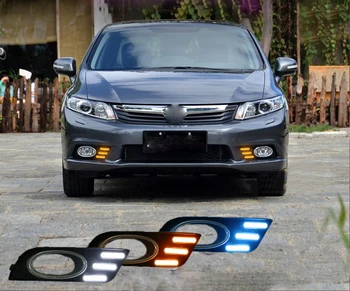 

Fast delivery Led daytime running lights+moving turn signal+blue night mode+remote control for honda civic 2012-2013