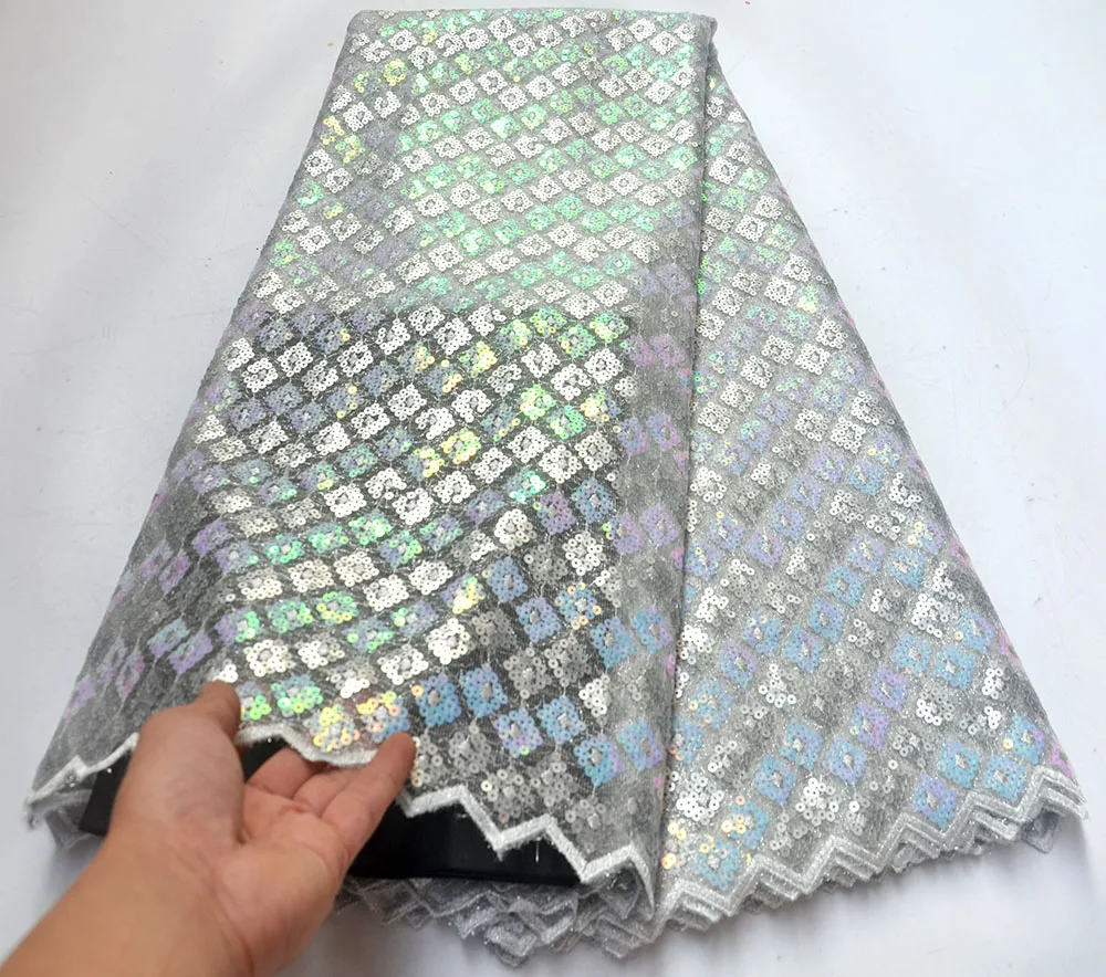2019 high quality nigerian Tulle laces sequence lace fabric organza in switzerland glitter evening dress 5yard/lot | Дом и сад