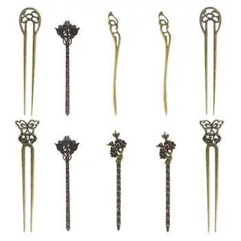 

10Pcs Hair Stick Creative Retro Vintage Chignon Pin Women Hairpin Hair Fork