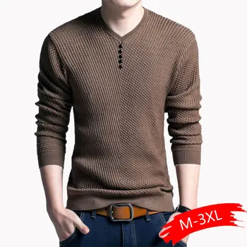

Sweater Men Casual V-Neck Pullover Men Autumn Slim Fit Long Sleeve Shirt Mens Sweaters Knitted Cashmere Wool Pull Homme