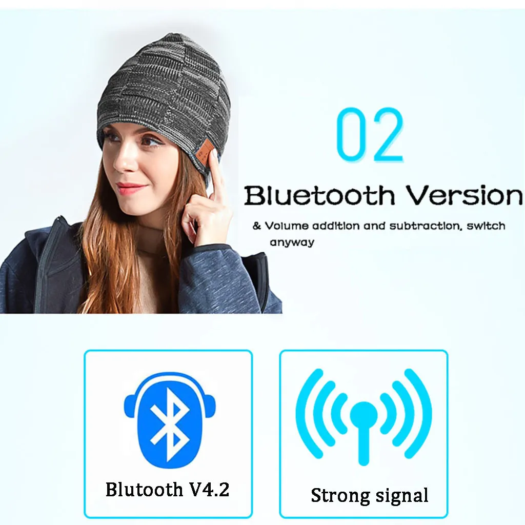 Мини Bluetooth EarbudsBluetooth Beanie шапка музыкальная вязаная шапка с громкой связью стерео Кепка Музыка беспроводные наушники Headset-L1023