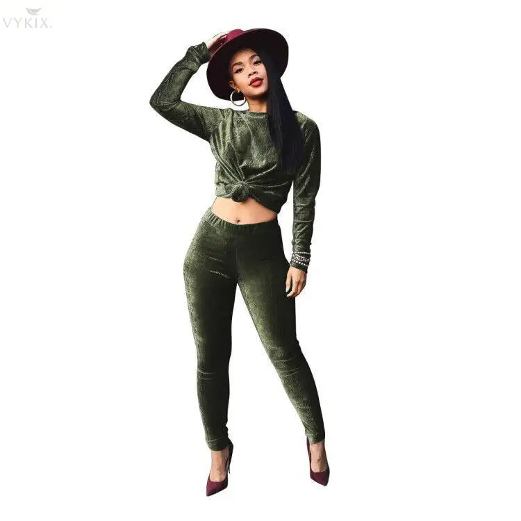 

Spring Tracksuit Women Set Sporty O Neck Long Sleeve Velvet Casual Two Piece Set Top And Pants Women Outfits Sweat Suits Women