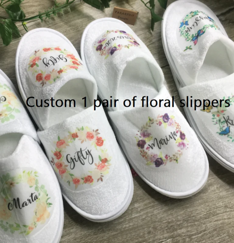 custom one slippers Свадебное кружевное платье с цветочным рисунком под заказ, атласные вечерние платья на день рождения, подарки, персонализированная Команда Невесты, подружки невесты, подарок для курицы, кимоно, Халат - Цвет: custom one slippers
