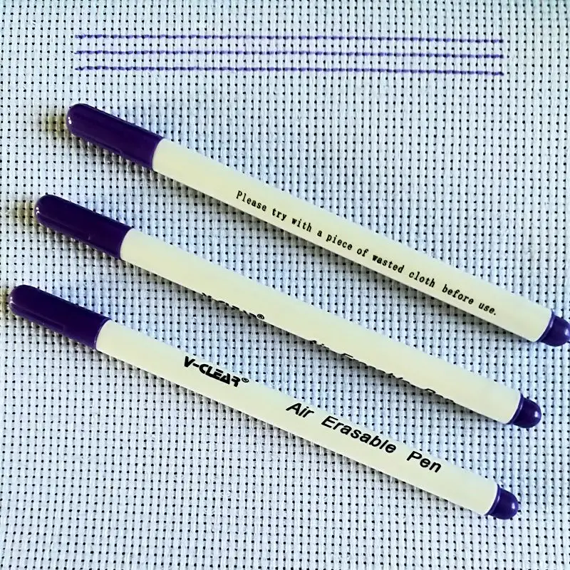 3 шт. маркеры для ткани, растворимые ручки для вышивки крестиком, воздухостираемые ручки, ручки с люверсами, текстильные маркеры, маркеры для рукоделия, домашний инструмент