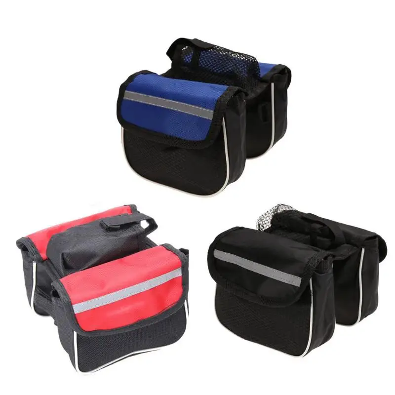 

Bicycle Bike Cycling Front Frame Tube Handlebar Pannier Double Pouch Phone